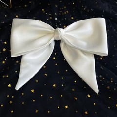 Wholesale Super Big White Bowknot Hair Clip Solid Color Glossy Satin Ribb
