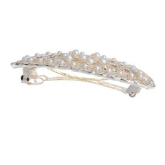 Elegant Faux Pearl White Flower Design Spring Automatic Hair Barrette Hairpin