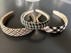 Set Of 3 Women’s Plaid Headbands: Navy Blue Check, Brown & Black Check & Nova