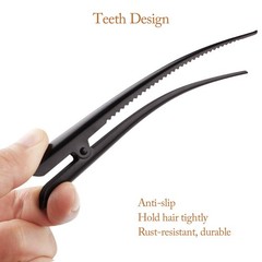 Large Long Alligator Hair Clips for Styling Salon 1 Count (Pack of 6), Black