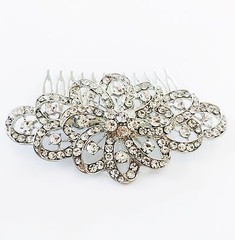 USA Hair Comb Rhinestone Crystal Bridal wedding Vintage Party Silver Clear Fancy