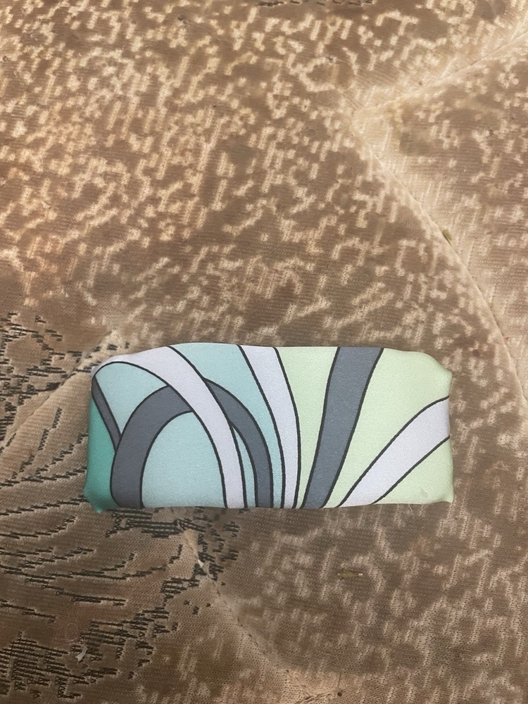 Retro Turquoise Teal Blue /Gray Italian Silk Charmeuse Large Barrette