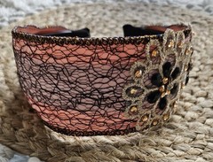 Pink, Gold, Black And White Lace, Beaded And Sequin Headband