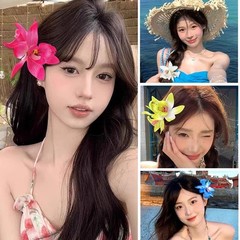 6 Pcs Hawaiian Flower Hair Clips for Women, Artificial Plumeria Hibiscus Flower