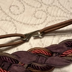 Braided Fabric Headband with Metal Clasp, Adjustable, Brown Purple Red, Bohemian