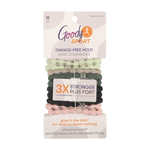 Goody Sport Forever Glow in the Dark Elastic Hair Ties 10 Ct, 5 Assorted Col…