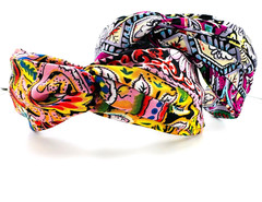 Pair of 2 Colorful Bohemian Bandana Top Knot Headbands Cotton Blend 2.5″ Wide
