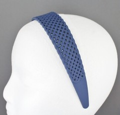 Blue basketweave plastic head band hair accessory grip teeth 1.25″ wide woven