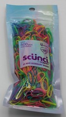 Scunci Hair Bands 500 pcs Neon Colorful Elastic Bands Reusable Bag by Conair NEW