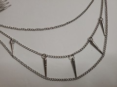 Hair Fashion Double 1″ Wide Comb Layered Silver Tone Chain With Charms Fantasy