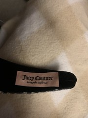 Juicy Couture Padded Black Fabric Headband Silver Rhinestone Logo