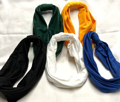 5 Head band set- Yellow, Green, Black, White, Blue