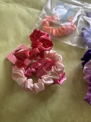 Set Of 12 Solid Color Hair Scrunchies Hair Ties Multicolor Bright Satin Summer