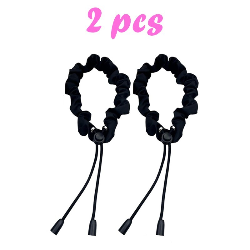 2-pack black adjustable satin hair ties for women’s African-style puffy braids.