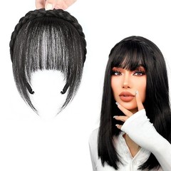 Braided Headband with Clip in Bangs Fringe Hairpieces Synthetic Hair Band Bangs