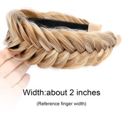 DIGUAN Wide Messy Braided Headband With Teeth Synthetic Hair Plaited Headband..