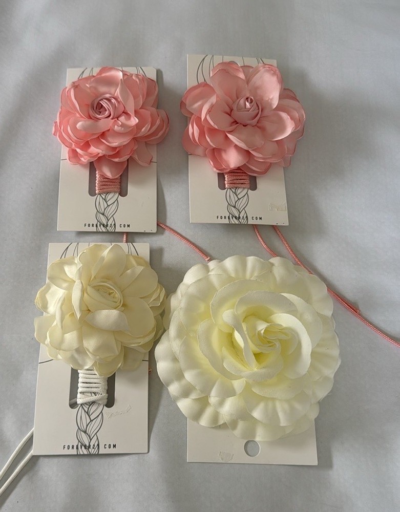 Hair Flowers Womens Pink White Lot Of 4