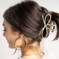 2PCS Gold Bow Claw Clip Metal Hair Clips Large Bow Hair Catch Barrette Hair