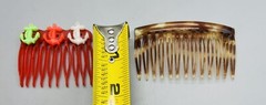 1970s Youth girls French Side Hair Combs small plastic with charms vintage