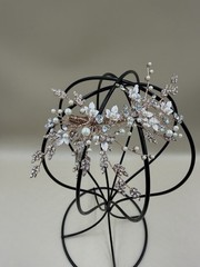 Rose Gold Pearl Crystal Bridal Hair Clip Floral Wedding Barrette NWT