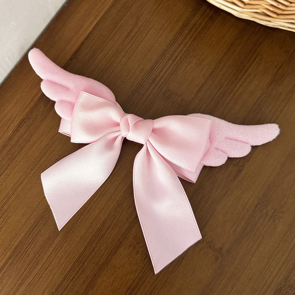 Cute Angel Wings Hair Clips for Large Bowknot Metal Duckbill Clip Girl’s Hair A