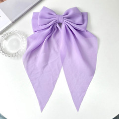Solid Color Chiffon Ribbon Big Bows Hairpin Spring Clips Hair Accessories for Wo