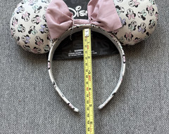 Disney Minnie Mouse Ears Headband Pink Bow Cream Patterned NWT Pastel Park Wear