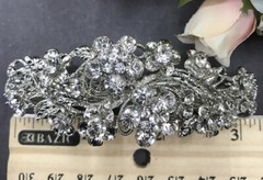 Silver tone with clear rhinestone crystal hair barrettes metal hair clip ha3090