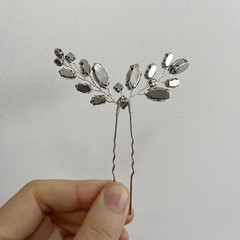 6 PCS Silver Leaf Bride Hair Pins Crystal Rhinestone Bridal Wedding Clips