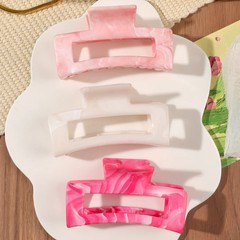 3 Pcs Matte Square Hair Claw Clips Medium Strong Hold Pink Grip for Women Girls