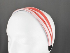 Coral White fabric headband 1 5/8″ wide hair band accessory scrunched fabric