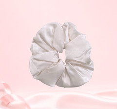 Satin Scrunchies Hair Ties Set of 4 Pink Blue Cream Blush Handmade USA