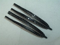 VINTAGE BLACK METAL GLASS RHINESTONE HAIR PIN SET BARRETTE UP DO HAIR ACCESSORY