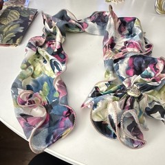 Women’s Multicolor Floral Flower Fabric Bow Hair Clip Barrette Metal Clip-On