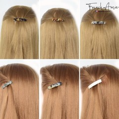 French Amie Bar Mini Set of 6 Handmade Celluloid Hair Clip Barrette for Girls