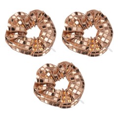 3 Pcs Velvet Scrunchie with Pocket Zipper Sequin Elastic Hair Ties Champagne
