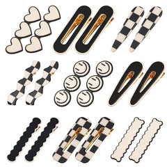 18 Pcs Hair Clips for Women Girls, Black White Checker Cute Hair Barrettes with