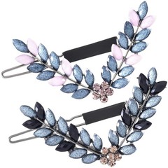 HINZIC 2Pcs 2.6inch VShape Rhinestone Hair Clips GrayBlack Small Hair Pins Vi…