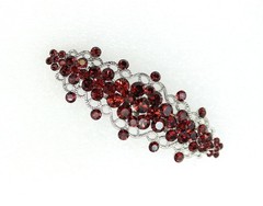 Gorgeous Burgundy Rhinestone Crystal Floral Hair Barrette Flower Clip Women