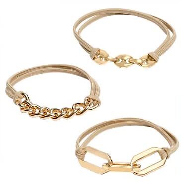 Gold Hair Tie Bracelets Set of 3 14k White Gold Chic Versatile Accessories