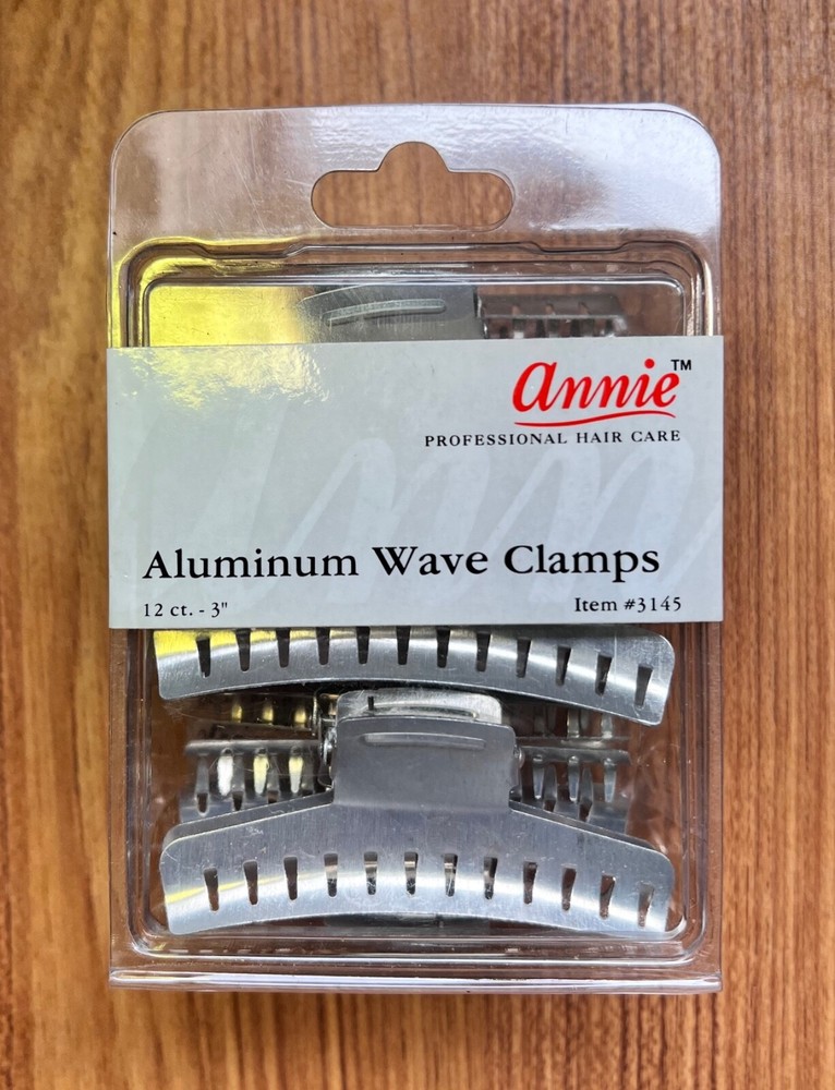 Vintage Annie Aluminum Wave Clamps Clips 12 Count ~ 3″ ~ # 3145