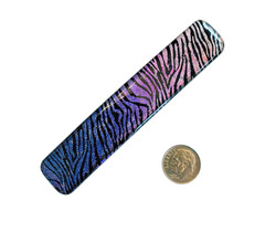 Dichroic Fused Glass Hair Barrette Handmade by Janet Wolery – 4”- RAINBOW ZEBRA