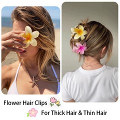6 Pack Flower Claw Clip for Women Hawaiian Plumeria Hair Clip,Preppy Flower Hair