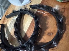 Used Excellent Women’s Black And Black-Brown Faux Hair Braid Headbands 2 Pc Set
