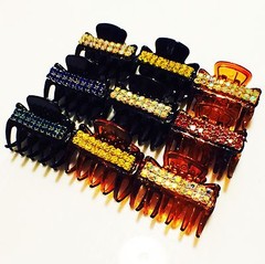 USA Seller Handmade Hair Claw Clip Hairpin Rhinestone Crystal Brown AB Q1