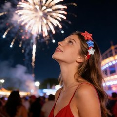 4th of July Star Headband Independence Day Glitter Hair Bands with Blue Red