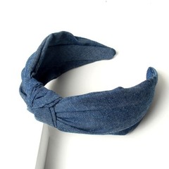 3 PCS Denim Knot Headband Wide Blue Non Slip Fabric Hair Accessories