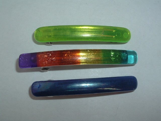 BLUE GREEN & RAINBOW LUCITE HAIR BARRETTES UP DO HAIR ACCESSORY