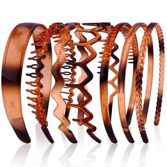 7 Pack Brown Headbands for Women Mens Plastic Headbands with Teeth Non Slip H…