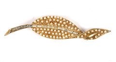 Vintage Rhinestone Faux Pearl Flower Hair Clip Gold Tone Barrettes Wedding Bride